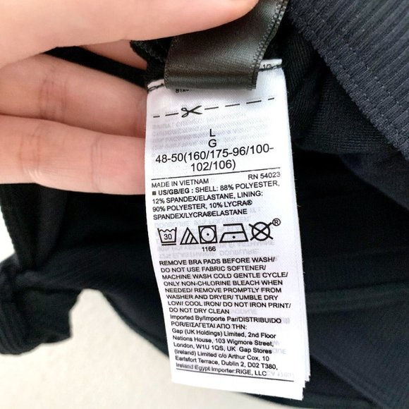 GapFit Ribbed Blackout Twist-Knot Cropped Sports Bra Black Size L - Picture 8 of 8